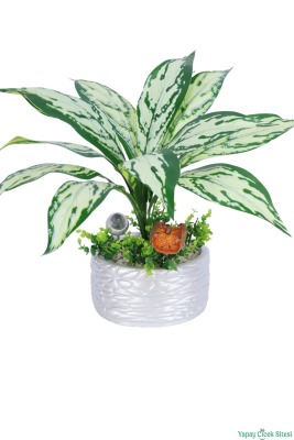 Gümüş Beton Saksıda Yapay Bitki Tanzimi 48 cm Model 5 - 2