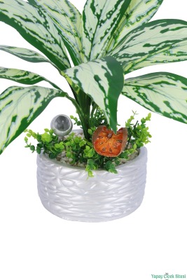 Gümüş Beton Saksıda Yapay Bitki Tanzimi 48 cm Model 5 - 3