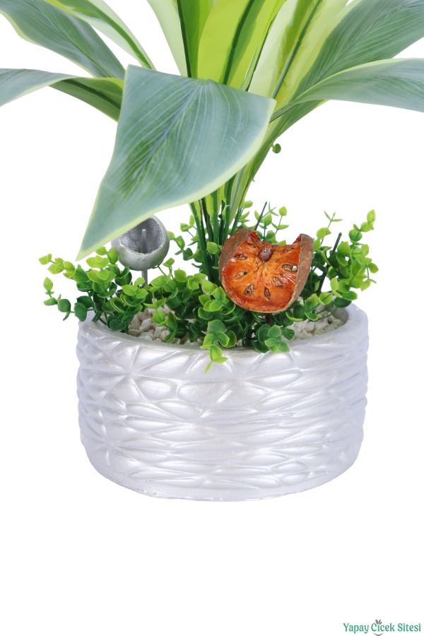 Gümüş Beton Saksıda Yapay Bitki Tanzimi 48 cm Model 6 - 3