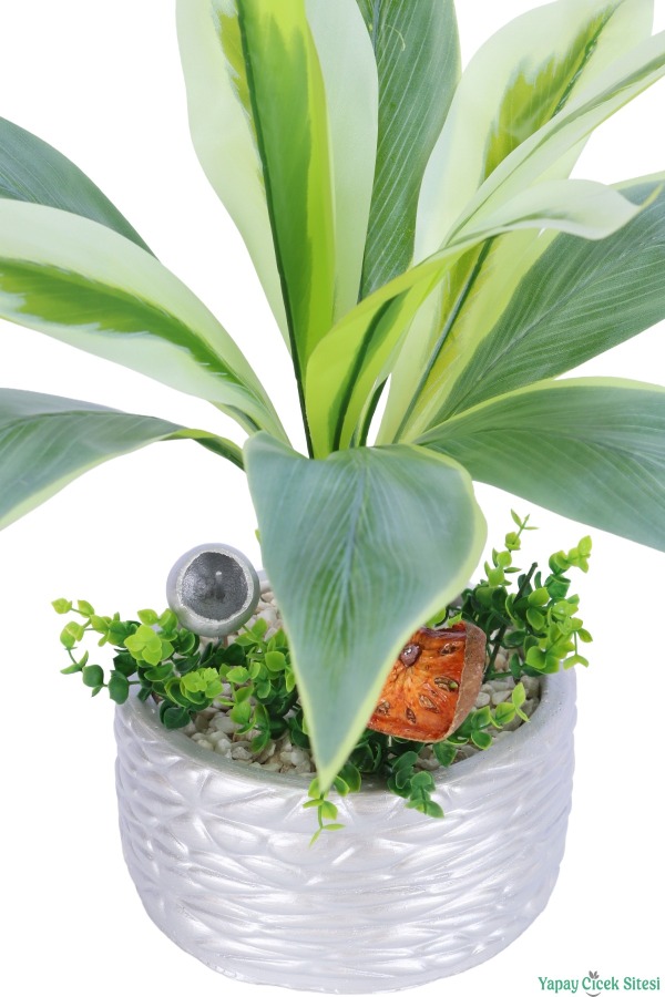 Gümüş Beton Saksıda Yapay Bitki Tanzimi 48 cm Model 6 - 4