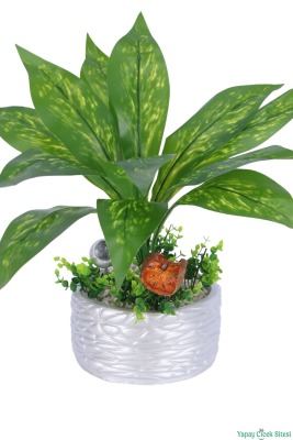 Gümüş Beton Saksıda Yapay Bitki Tanzimi 48 cm Model 7 - 2