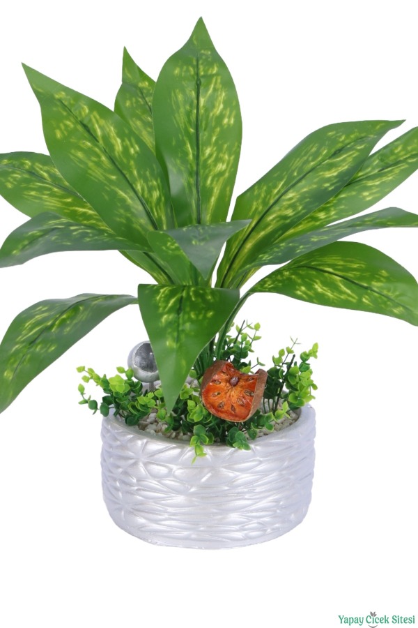 Gümüş Beton Saksıda Yapay Bitki Tanzimi 48 cm Model 7 - 2