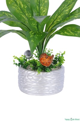 Gümüş Beton Saksıda Yapay Bitki Tanzimi 48 cm Model 7 - 3