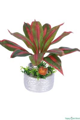 Gümüş Beton Saksıda Yapay Bitki Tanzimi 48 cm Model 8 - 2
