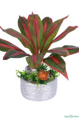 Gümüş Beton Saksıda Yapay Bitki Tanzimi 48 cm Model 8 - 3