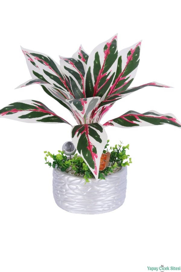 Gümüş Beton Saksıda Yapay Bitki Tanzimi 48 cm Model 9 - 2