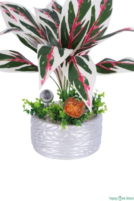 Gümüş Beton Saksıda Yapay Bitki Tanzimi 48 cm Model 9 - 3