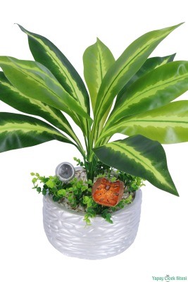 Gümüş Beton Saksıda Yapay Bitki Tanzimi 48 cm Model 1 - 2