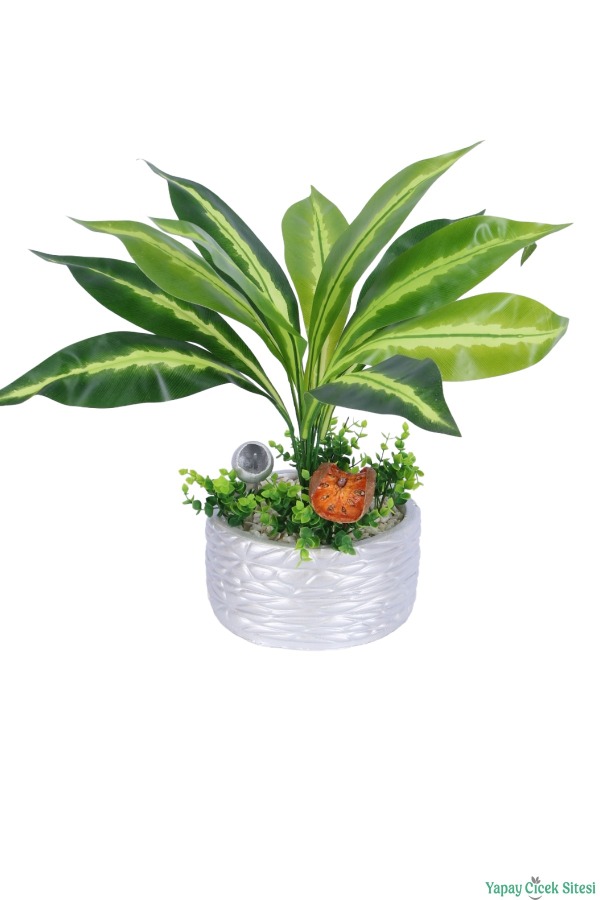 Gümüş Beton Saksıda Yapay Bitki Tanzimi 48 cm Model 1 - 3