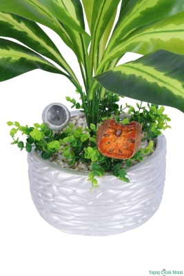 Gümüş Beton Saksıda Yapay Bitki Tanzimi 48 cm Model 1 - 4