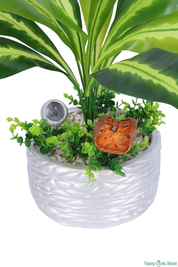 Gümüş Beton Saksıda Yapay Bitki Tanzimi 48 cm Model 1 - 4