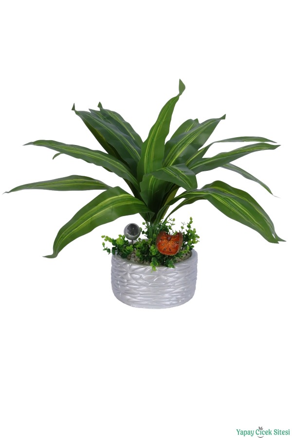 Gümüş Beton Saksıda Yapay Bitki Tanzimi 51 cm Model 2 - 2