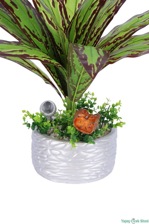 Gümüş Beton Saksıda Yapay Bitki Tanzimi 51 cm Model 3 - 3