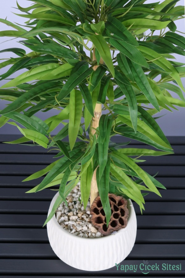 İri Yapraklı Yapay Bambu Ağacı 65 Cm - 2
