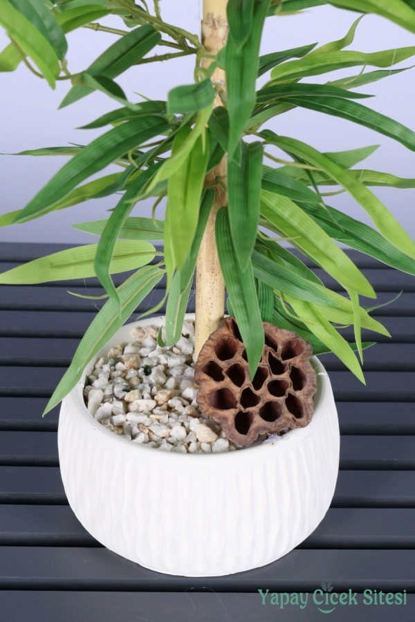 İri Yapraklı Yapay Bambu Ağacı 65 Cm - 3