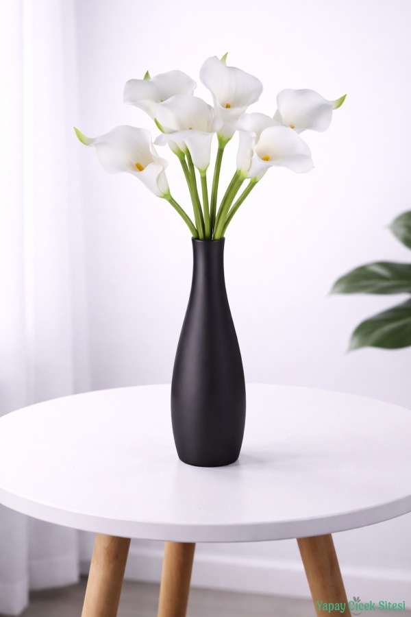 Islak Dokulu Yapay Gala Buketi 8li Beyaz - 1