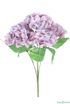 Islak Dokulu Yapay Ortanca Demeti 5 Dal Lila - 2