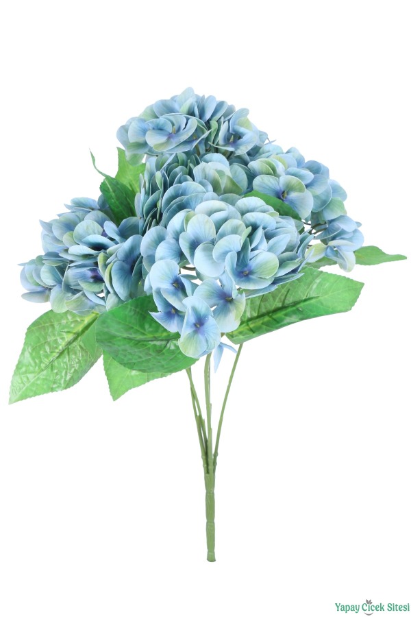 Islak Dokulu Yapay Ortanca Demeti 5 Dal Mavi - 2