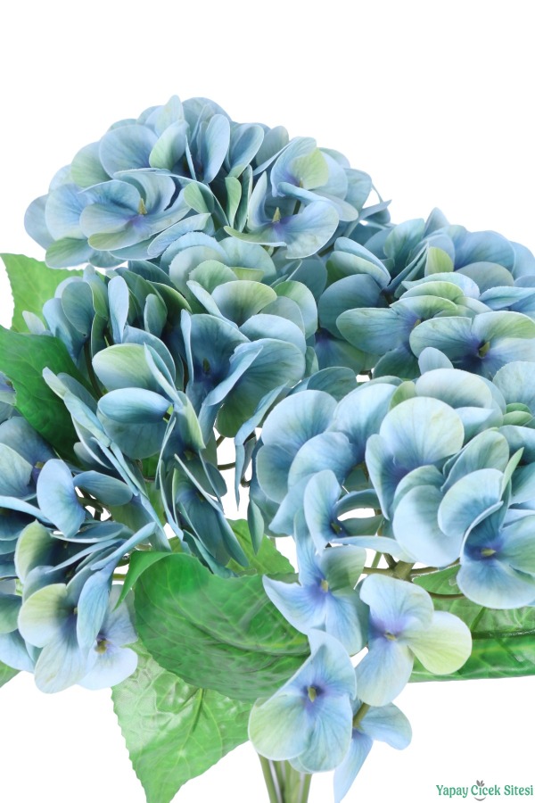 Islak Dokulu Yapay Ortanca Demeti 5 Dal Mavi - 3