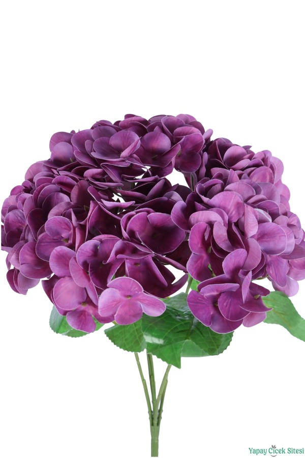 Islak Dokulu Yapay Ortanca Demeti 5 Dal Mor - 3