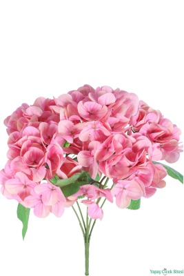 Islak Dokulu Yapay Ortanca Demeti 5 Dal Pembe - 3