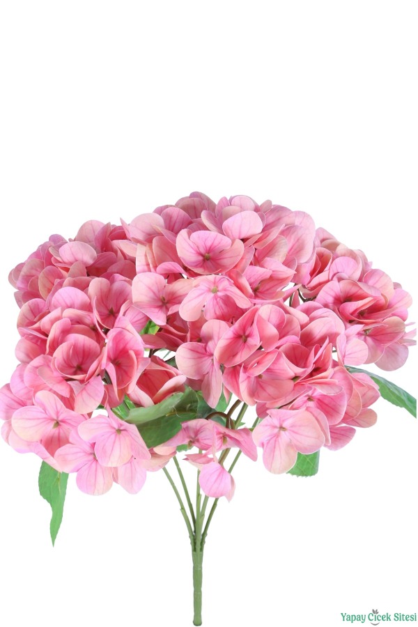 Islak Dokulu Yapay Ortanca Demeti 5 Dal Pembe - 3