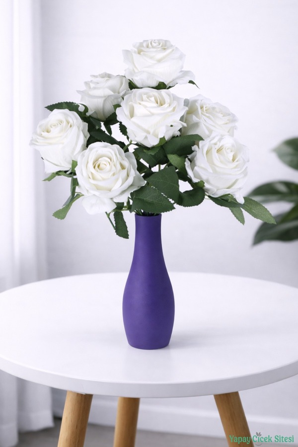 Kaliteli Yapay Gül Demeti 7 Dal Beyaz - 1