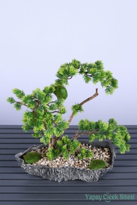 Kaya Saksıda Mini Yapay Bonsai Ağacı 40 Cm - 1