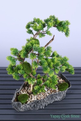 Kaya Saksıda Mini Yapay Bonsai Ağacı 40 Cm - 2