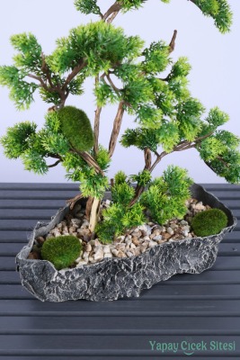 Kaya Saksıda Mini Yapay Bonsai Ağacı 40 Cm - 3