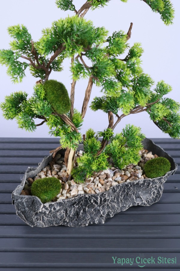 Kaya Saksıda Mini Yapay Bonsai Ağacı 40 Cm - 3