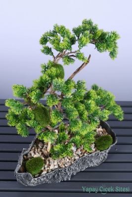 Kaya Saksıda Mini Yapay Bonsai Ağacı 40 Cm - 4