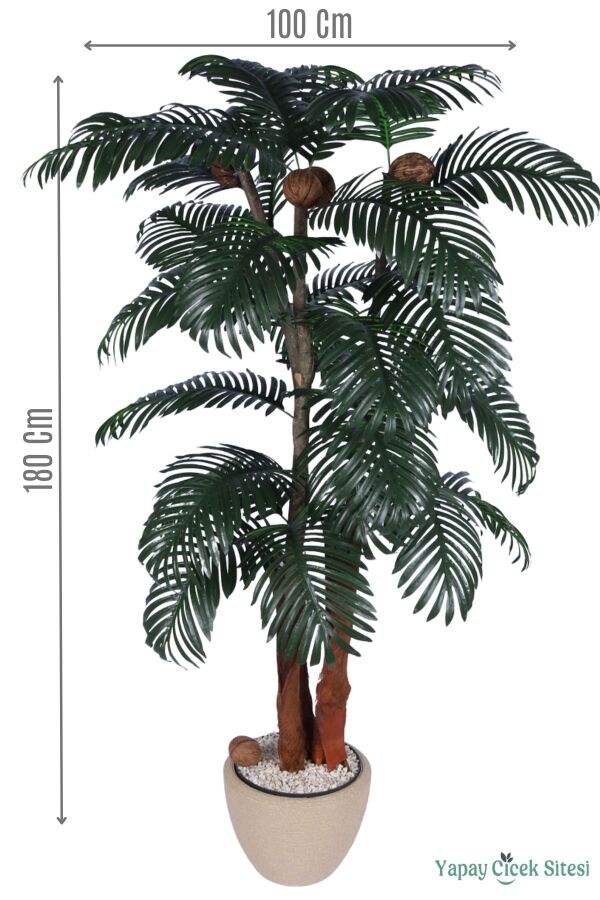 Yapay Tropikal Areka Palmiye Ağacı 180 cm Bohem Gri Saksıda - 1