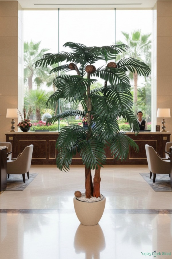 Yapay Tropikal Areka Palmiye Ağacı 180 cm Bohem Gri Saksıda - 6