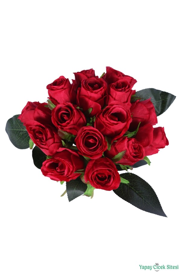 Kumaş Yapay Gül Buketi 15li Kırmızı - 2