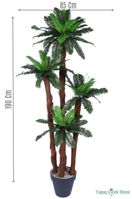 Kumaş Yapraklı Yapay Sıkas Ağacı 190 cm Antrasit Saksıda - Yapay Çiçek Sitesi