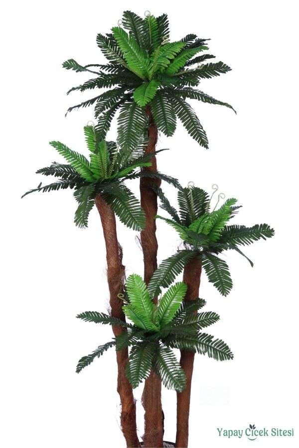 Kumaş Yapraklı Yapay Sıkas Ağacı 190 cm Antrasit Saksıda - 2