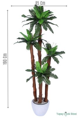 Kumaş Yapraklı Yapay Sıkas Ağacı 190 cm Bohem Gri Saksıda - Yapay Çiçek Sitesi