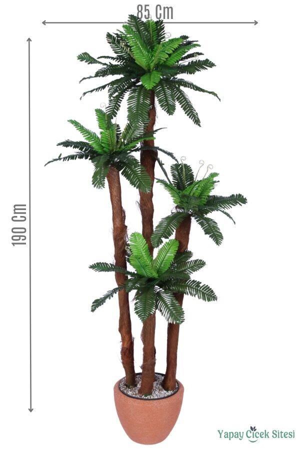 Kumaş Yapraklı Yapay Sıkas Ağacı 190 cm Bohem Kiremit Saksıda - 1