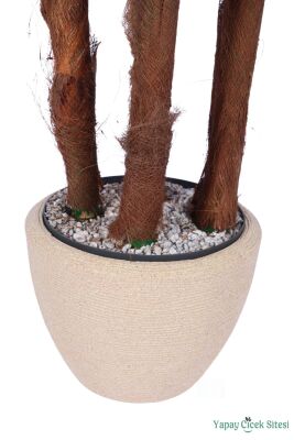 Kumaş Yapraklı Yapay Sıkas Ağacı 190 cm Bohem Krem Saksıda - 4