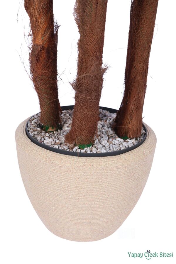 Kumaş Yapraklı Yapay Sıkas Ağacı 190 cm Bohem Krem Saksıda - 4