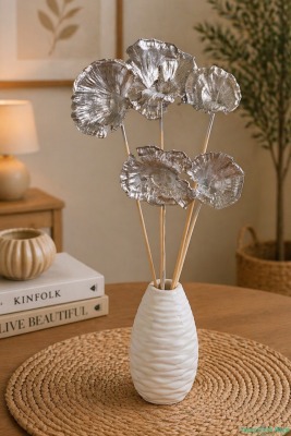 Kuru Çiçek Doğal Mushroom (Mantar) 28 cm 5li Gümüş - Yapay Çiçek Sitesi
