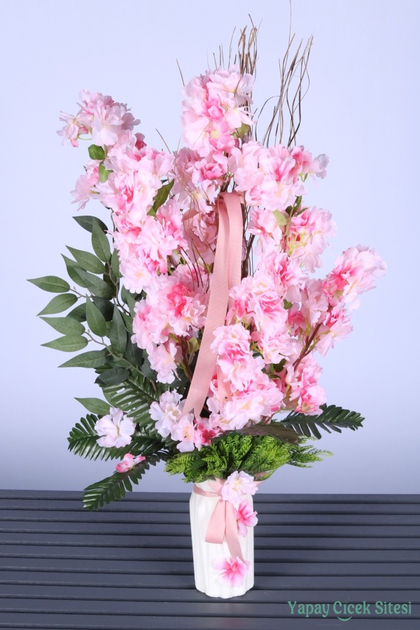 Led Hediyeli Yapay Bahar Dalı Tanzimi 80 Cm Pembe - 1