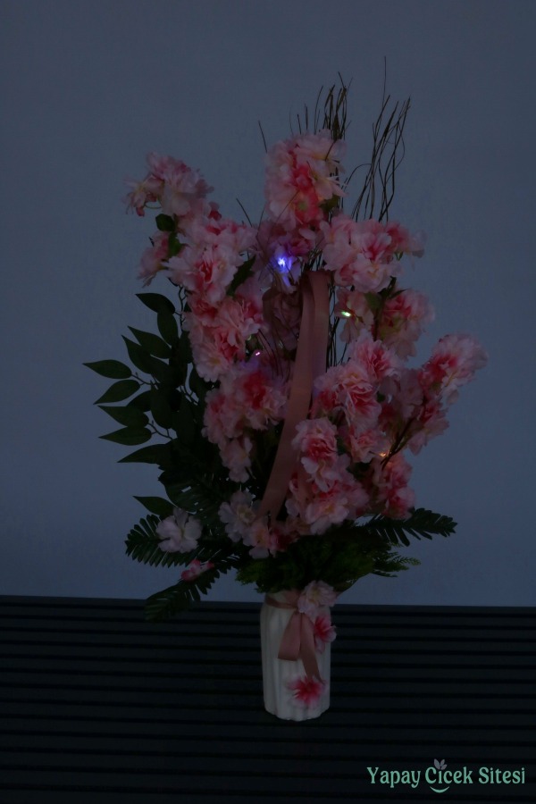 Led Hediyeli Yapay Bahar Dalı Tanzimi 80 Cm Pembe - 4