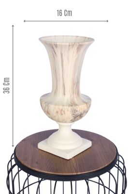 Mermer Desenli Dekoratif Seramik Vazo 36 Cm - Yapay Çiçek Sitesi