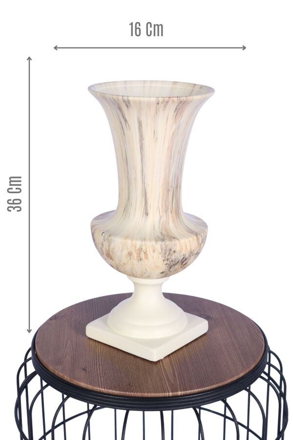 Mermer Desenli Dekoratif Seramik Vazo 36 Cm - 1