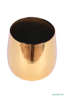 Metal Cezve Saksı 13 cm Altın - 3