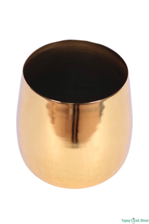 Metal Cezve Saksı 13 cm Altın - 3