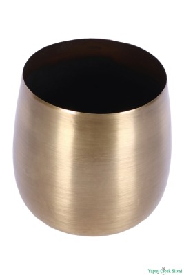 Metal Cezve Saksı 13 cm Bronz - 3
