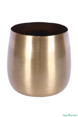 Metal Cezve Saksı 13 cm Bronz - 4
